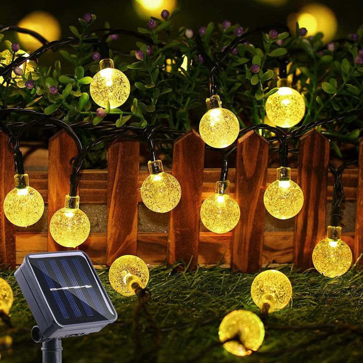 100 Led Solar Crystal Ball String Lights 12m Outdoor Waterproof Light Fairy Lights Bubbles