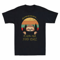 Sloth Shhh Im ซ่อนจากโง่คน Vintage O-Neck Cotton T เสื้อผู้ชายลำลองแขนสั้น Tees Tops Harajuku Streetwear คุณภาพสูง