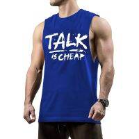 （Ready Stock)? Summer New Fitness Vest Mens Loose Breathable Training Wear Fashion European And American Muscle Cotton Sleeveless Small Split ZV