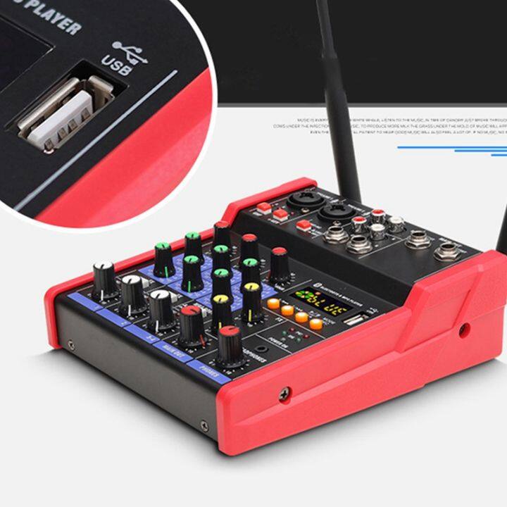 4-channel-audio-mixer-console-with-wireless-microphone-sound-mixing-with-bluetooth-usb-mini-dj-mixer-2-wireless-karaoke