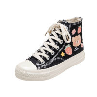 Hand Painted Canvas Shoes Women Sneaker ULZZANG High Top Original Bear Shoes