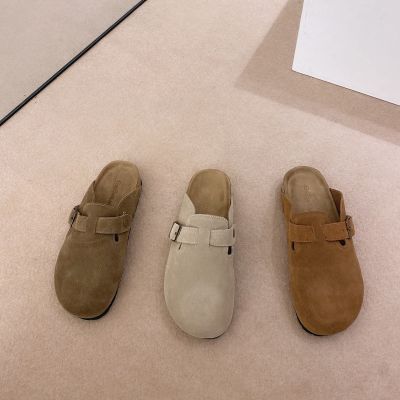 Soft PiBo Ken shoes female shoes early in 2022 the new grind arenaceous cowhide baotou half ugly of slippers outside the female shoes