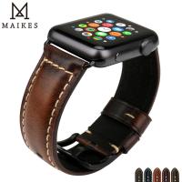 Vintage Cow Leather Watch Band For 44mm 45 mm 40mm 41 42mm 38mm Series 7 6 5 4 3 Watchband Strap