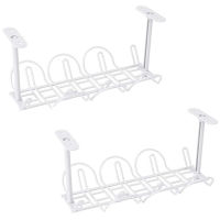 Desk Cable Management 2 Pack Cable Management Tray Wire Cable Tray Organizer for Office &amp; Home, White