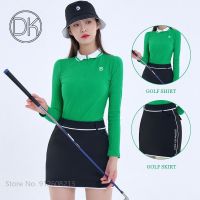 ♗ DK Autumn Zipper Collar Golf Shirt Women Long Sleeve T shirt High Waist Golf A lined Skirt Sports Pencil Skirt Slim Clothing Set