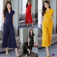 ME8229 Jumpsuit จั้มสูทคอปกแขนกุด ขายาว 6 ส่วน เนื้อผ้าซาร่าโทนสีพื้น เรียบๆ แต่หรู ติดกระดุมอก มาพร้อมสายผุกเอว เก็บทรงชุดได้สวย พร้อมส่ง  สี : 4 สี