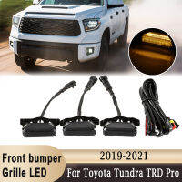 3Pcs รถด้านหน้า Grille LED Light สำหรับ Toyota Tundra TRD Pro 2019-2021 Grille Amber Light DRL ตกแต่งกันน้ำ IP67