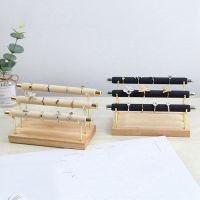 2 Pcs Wooden Jewelry Display Stand Ring Holder T-Bar Display Bracelets Anklets Jewelry Display Stand, Wood Color &amp; Black