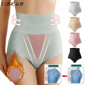 Cheap Flarixa Women Cotton Briefs Mid Waist Tummy Control Panties Plus Size  Slimming Belly Underwear Hip Lift Underpants Body Shaper