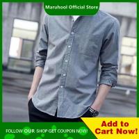 MARUHOOL เสื้อเชิ้ตผ้าอ๊อกซ์ฟอร์ด,เสื้อธุรกิจแขนยาวผู้ชายเสื้อเชิ้ต MODE Korea นิ้วเข้ารูปพอดีนักเรียนแบบสบายๆสำหรับวัยรุ่นฤดูใบไม้ร่วง