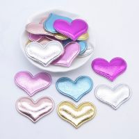 50Pcs 38*26mm PU Fabric Patches Padded Heart Shape Felt Garment Appliques Padded Felt Appliques Hair Hat Decorative Ornament Pipe Fittings Accessories