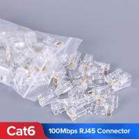 【ร้อน】100ชิ้นชุบทอง Cat6 Cat5 RJ45สุทธิเครือข่าย Modular เสียบเชื่อมต่อ8P8C Unshielded Modular เสียบสายอีเธอร์เน็ต C Rimper RJ 45