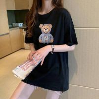 COD ﹉Womens Plus Size T-shirt Casual Cute Bear Pattern Cartoon Teddy Printed Half Sleeves Top Fashion Big Tee Short _03