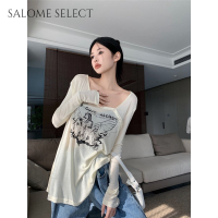 SALOME SELECT เสื้อครอป เสื้อยืด ชุดเซ็ทผู้หญิง เสื้อยืดคอกลม เสื้อยืด ผญสวย ๆ เวอร์ชั่นเกาหลี ผ้าคอตตอน ใส่สบาย เรียบง่าย 2023NEW 36Z230907