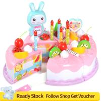 37 pcs DIY Cutting Birthday Party Cake Toy Set Pretend Play Kitchen Food Toys Set Girls Boys Gift