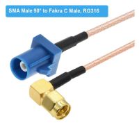 1ชิ้นสีฟ้า Fakra C ชายไปยัง Sma ตัวผู้ปลั๊กมุมขวา Rg316 Pigtail Rf โคซายน์จีพีเอสนำทางรถตัวปรับเสาอากาศสายพ่วง