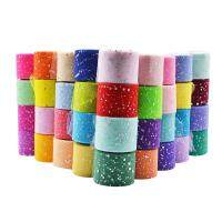 hot【cw】 25Yards Round Tulle Roll 5cm Spool Tutu Wedding Mariage Fabric Glitter Birthday Supplie