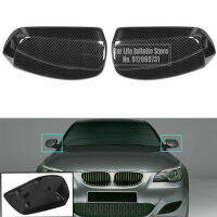 2pcs Black Carbon Fiber Car Rear View Mirror Cover For-BMW E60 E61 E63 E64 56 Series 2003-2010 51167078360 51167078359