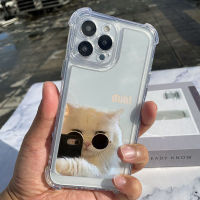 เคสโทรศัพท์มือถือแบบนิ่ม TPU ใส กันกระแทก กันรอยกล้อง ลายแมวน่ารัก สําหรับ IPhone 11 14 13 12 Pro Max XS Max X XR 7+ 8 6 6S Plus