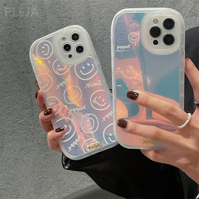 「Enjoy electronic」 Cute Laser Smile Pattern Silicon Phone Case For iPhone 14 13 11 12 Pro Max X XR XS Max 7 8 plus Fashion Protection Silicon Cover