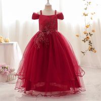 Flower Teenagers Girls Dresses For Weddings Party Kids Princess Tutu Long Prom Gown Children Elegant Bridesmaid Evening Clothes