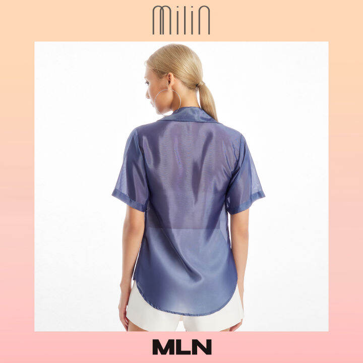 milin-collared-v-neckline-short-sleeve-shirt-เสื้อเชิ้ตคอปกแขนสั้น-sensuous-top