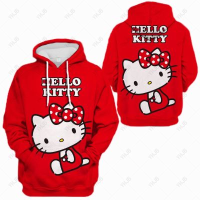 เสื้อมีฮู้ดสีขาวพิมพ์ลาย Hello Kitty ญี่ปุ่น2พิมพ์ลายการ์ตูนแบบหลวมนักเรียนฤดูใบไม้ผลิเสื้อเด็กผู้หญิงเสื้อฮู้ดดี้กันหนาว