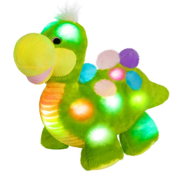 lamontuo-ตุ๊กตาสัตว์นุ่มนิ่มเรืองแสงตุ๊กตาไดโนเสาร์ของเล่นนุ่มสีเขียวดนตรีไฟ-led-43ซม-สำหรับเด็กเล็กเด็กผู้หญิงของเล่นผ้าฝ้าย-pp
