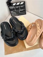 Tire Thick Bottom Braided Flip Flops [British Luxury Grade] Seaside Vacation Foreign Trade Large Size Beach Sandals 【QYUE】