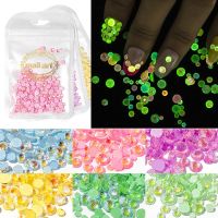 CHCA หลายขนาด สีสัน ส่องสว่าง Auroral Neon ตกแต่งเล็บ Rhinestones Flatback เล็บ Rhinestones เครื่องประดับเล็บ