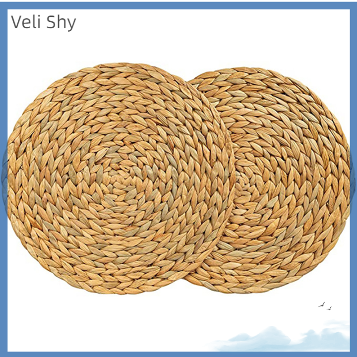 veli-shy-แผ่นรองถักทรงกลมพรมใยสังเคราะห์ผักตบชวาทำด้วยมือแผ่นรองจานธรรมชาติ