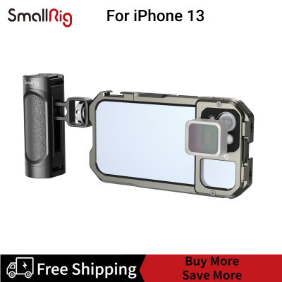 [Clearance Promotion]SmallRig ชุดติดตั้งกล้องเว็บแคมวิดีโอขนาดเล็กสำหรับ iPhone 13ที่มีด้ามจับด้านข้างชุดโคลงโทรศัพท์อะลูมิเนียมเคลื่อนที่พร้อมชุดสายขึงวิดีโอสำหรับการสร้างภาพยนตร์/การถ่ายวิดีโอ/การสตรีมสด3735