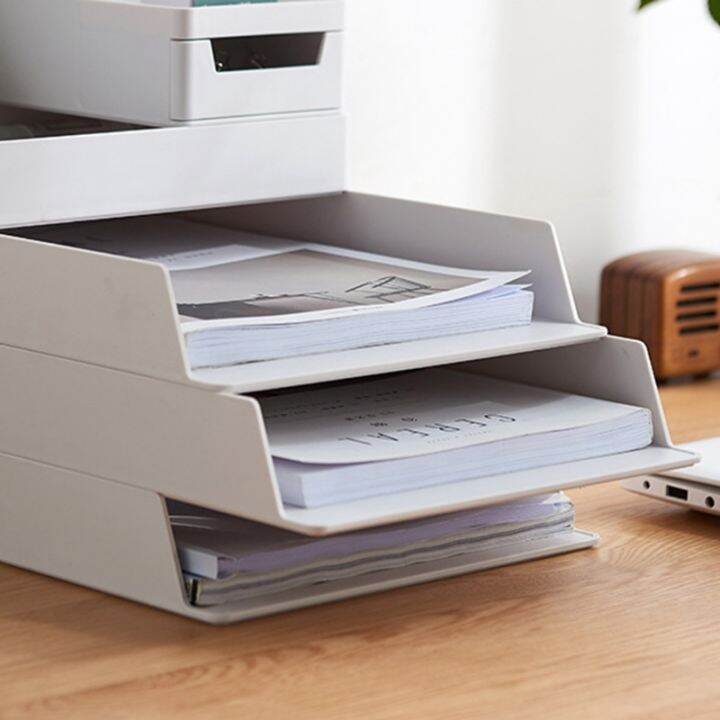 【CC】 Paper Organizer Document Plastic Office Table Desk Storage Superposition Filling File