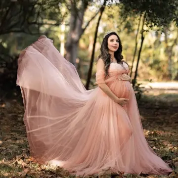 Lace Pregnant Women Off Shoulder Maternity Dress Photography Prop Photo  LongGown