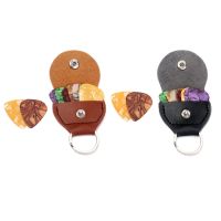 PU Leather Keychain Guitar Plectrums Holder Bags Pouch with 3 Picks 0.46mm Plectrum Case Bag Keychain Shape Guitar Accessories