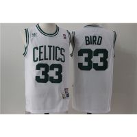 ใหม่ Boston Celtics สําหรับผู้ชาย เสื้อกีฬาบาสเก็ตบอล ปักลายนก 33 Larry Bird สีขาว