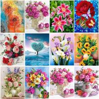 5D DIY Diamond Painting Flower Vase Cross Stitch Kit Full Round Diamond Embroidery Mosaic Rose Art Picture Rhinestone Home Decor