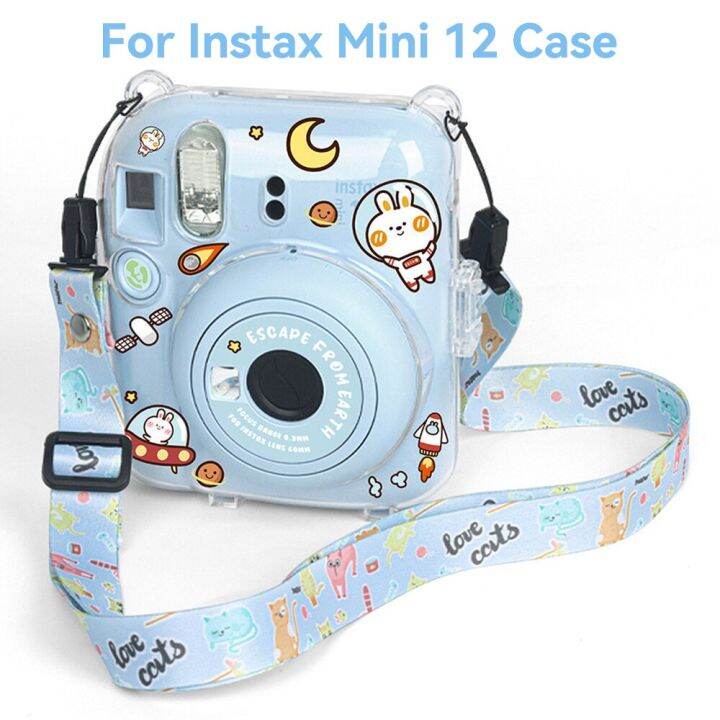 สำหรับ-fujifilm-instax-mini-12-photo-กระเป๋าใสเคสใสสำหรับกระเป๋าเก็บของรูปเปลือกหอยคริสตัลชุดสติกเกอร์เชือก