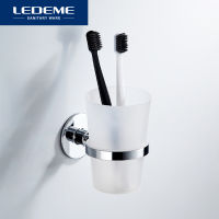 LEDEME แปรงสีฟันฟันที่วางแก้วถ้วยพลาสติกติดผนังสังกะสีสแตนเลสอาบน้ำถ้วยเดียวชั้นวางอุปกรณ์อาบน้ำ L5706hot