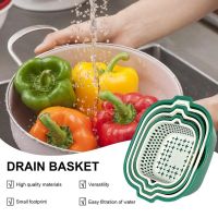 ✑▨ 6 Pieces Fruits And Vegetables Drain Basket Multifunctional Stackable Colander Bowl Set Kitchen Essentials Cleaning Bowls