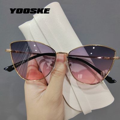 YOOSKE Retro Metal Cat Eye Sunglasses Women Men Small Frame Trend Cateye Sun Glasses Female Decorative Sunglass uv400