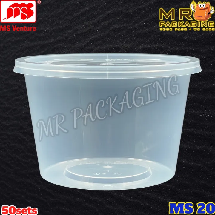 Ms 20 540ml Round Container With Lid 50sets± 20oz Disposable Plastic Pp Container 540 Ml 