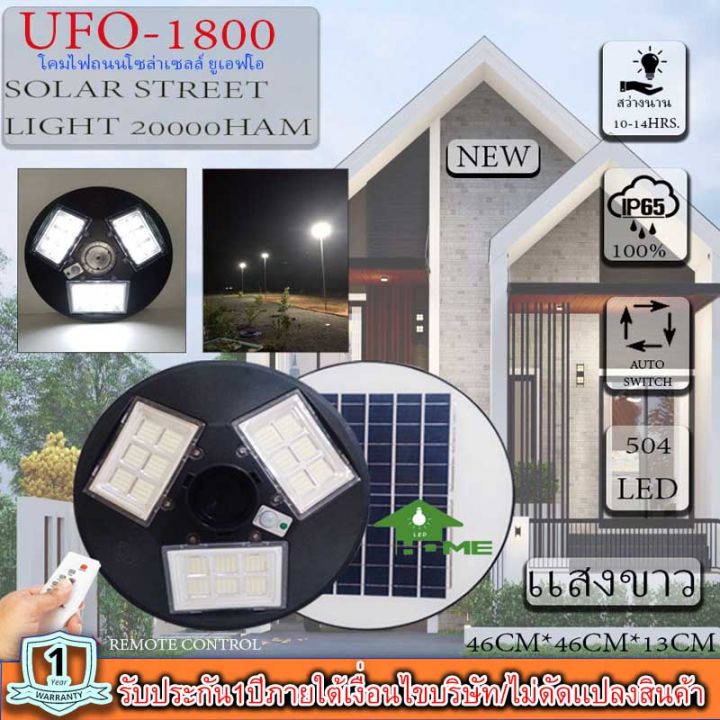 รุ่นใหม่ล่าสุด-จิ๋วแต่แจ๋วufo1800w-504led-20000mah-เปิดปิดอัตโนมัติ-ใช้พลังงานแสงอาทิตย์100-ประกันหนึ่งปีufo-1800w-โคมถนน-ufo-square-light-ไฟถนนโซล่าเซล