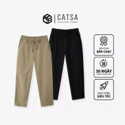 Quần jogger nam CATSA ống suông lưng thun, vải dù nhẹ, thoáng mát 2 màu đen