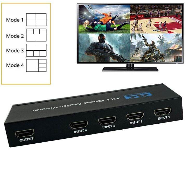 4k-hdmi-4x1เครื่องดูภาพหลายช่อง-hdmi-4-in-1ช่องสลับสัญญาณ-hdmi-แบบหลายช่องพร้อมรีโมทคอนโทรลและเครื่องขูด