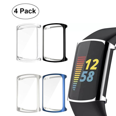 เคสป้องกันหน้าจอ4แพ็คเข้ากันได้กับ Fitbit Charge 5เต็มรูปแบบ TPU นุ่มรอบอุปกรณ์เสริมฝาครอบสำหรับ Fit Bit Charge 5