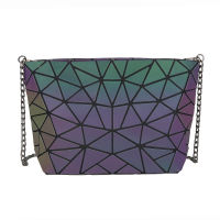 2019 New Colorful Luminous Color Changing Geometric Pattern Rhombus Plaid Korean Style Japanese Style Versatile Fashion Womens Crossbody Handbag