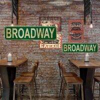 CARIANT สีเขียวอ่อน ลาย broadway Street Sign การตกแต่งผนัง 164นิ้วค่ะ ภาพวาดดีบุกตกแต่งบ้าน ประณีตประณีตประณีต แผ่นเหล็กชุบดีบุก ภาพวาดติดผนังย้อนยุคทำจากดีบุก บาร์บาร์บาร์