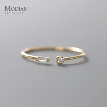 ANDYWEN 925 Sterling Silver Gold Slim Line Resizable Rings
