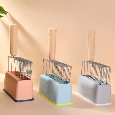 Cat Litter Shovel Set Candy Color ด้ามไม้ขนาดใหญ่ Cat Toilet Cleaning Poop Scoop Tools Cleaning Accessories Supplies
